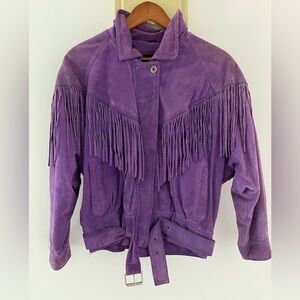 Dolman sleeve vintage suede fringe jacket